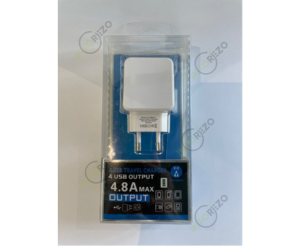 Prise Secteur 4 ports USB Blanc 4.8A