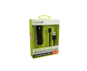 [AR00415] Chargeur AC 2 usb + cable micro usb noir Muvit
